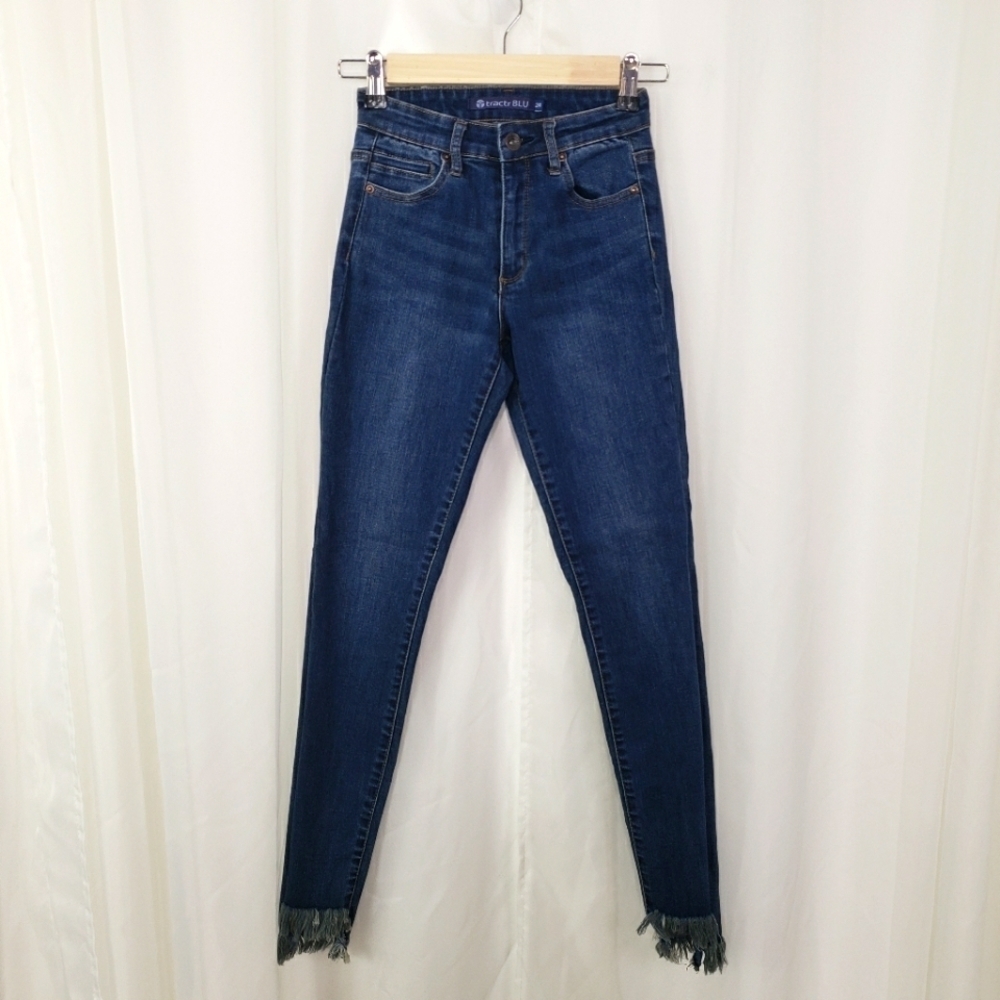 Tractr BLU jeans raw hem frayed step hem high rise size 24